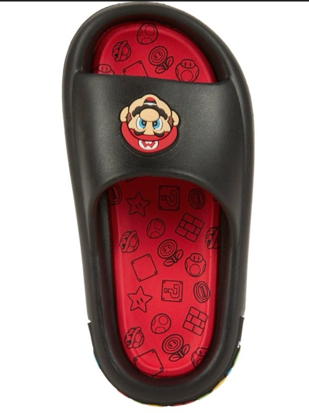 Nintendo Black and Red Kids Slide Sandals with Super Mario Accent